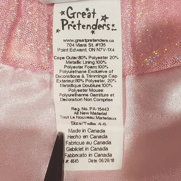 Great Pretenders Reversible Cape Halloween Costume Dress Up Sz 4-6Y Pink Sequin - Picture 12 of 12